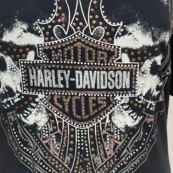 Harley Davidson T-Shirt Fringed Bedazzled Soft Short Sleeve Size XL - Picture 13 of 13